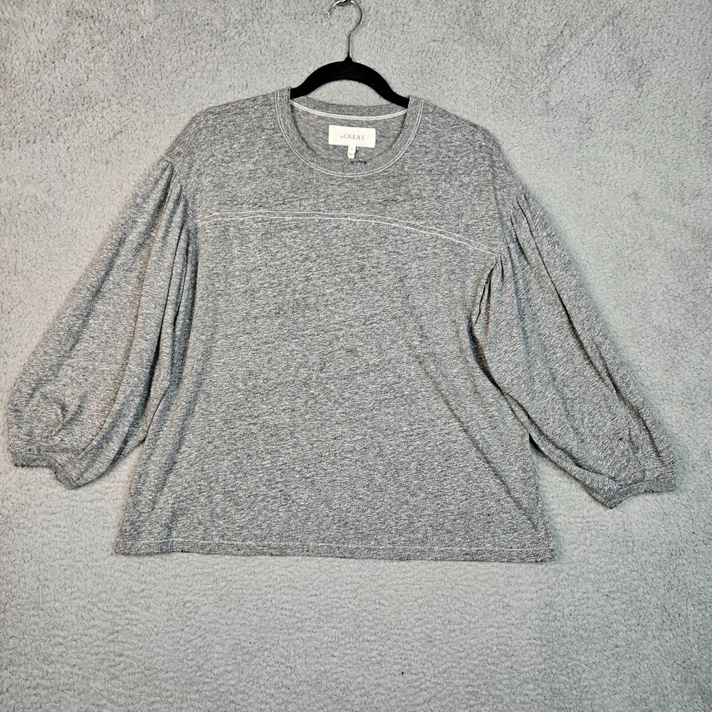 The Great Women's distressed Long sleeve Gray Loose fitted T-shirt Size 0